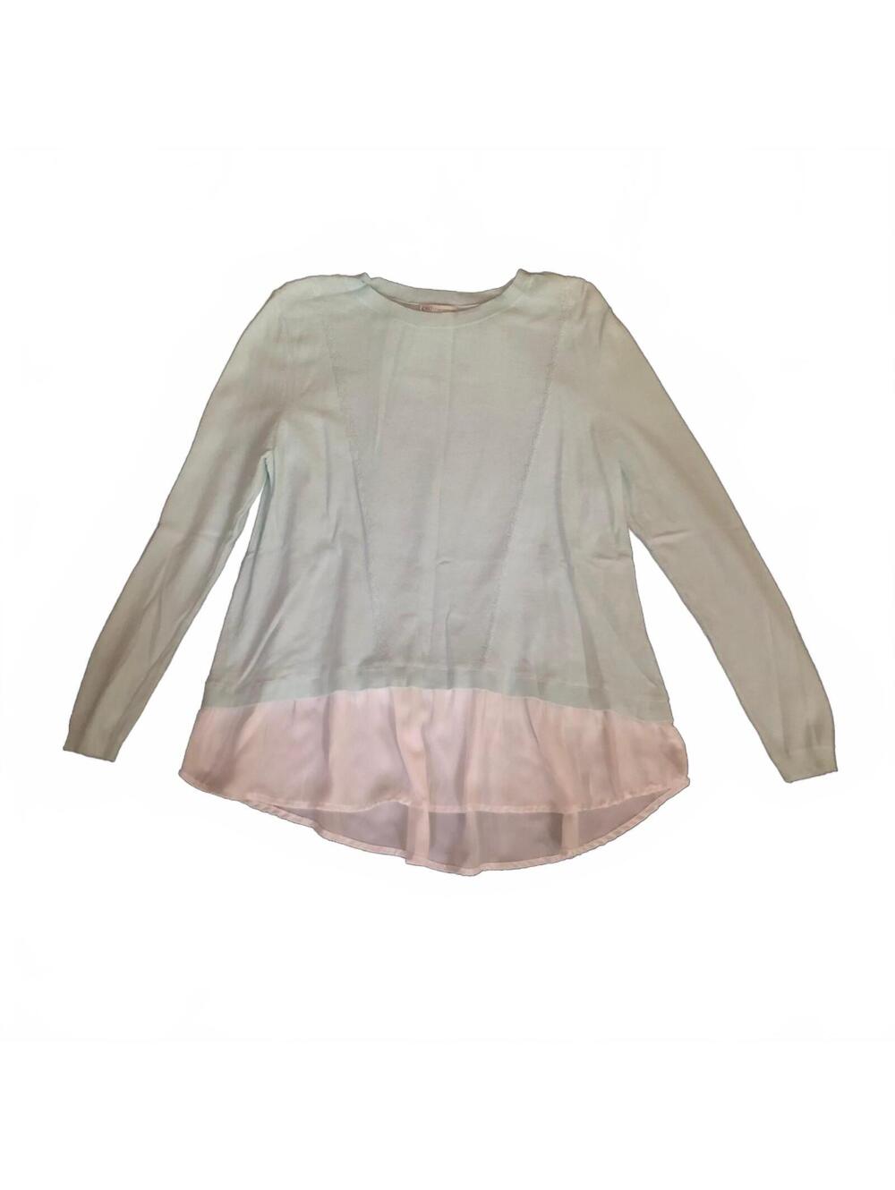 Cato Women's Small Light Blue Sweater with White Sheer Hem